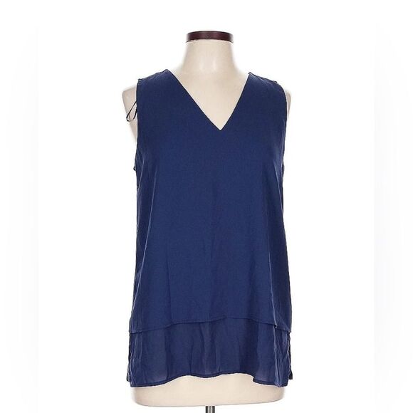 Michael Michael Kors Blue Chiffon Layered Sleeveless Blouse Top size small - Picture 1 of 9